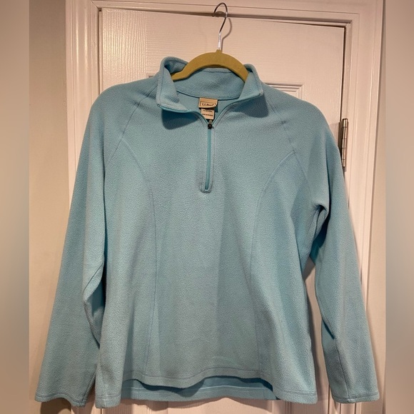 L.L. Bean Size S Aqua Blue Mock Beck Long Sleeve Quarter Zip Pullover Fleece Top - Picture 1 of 11